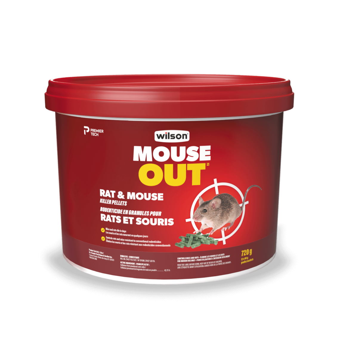 Rodenticide en granules pour rats et souris MOUSE OUT de Wilson (720 g)