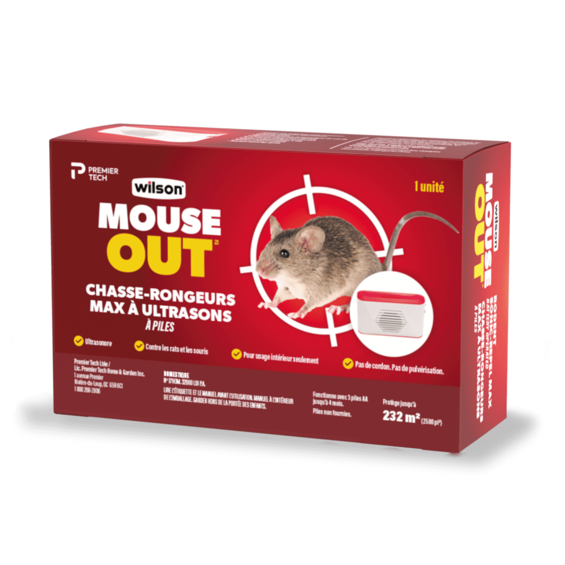 Souris de contrôle des nuisibles avec ultrasons pour 100 m² de